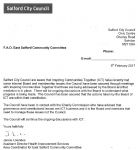 Salford Council letter to East Salford Community Committee